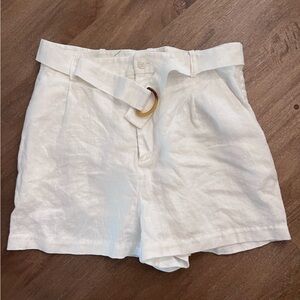 & Other Stories Women's White Linen Belted Shorts